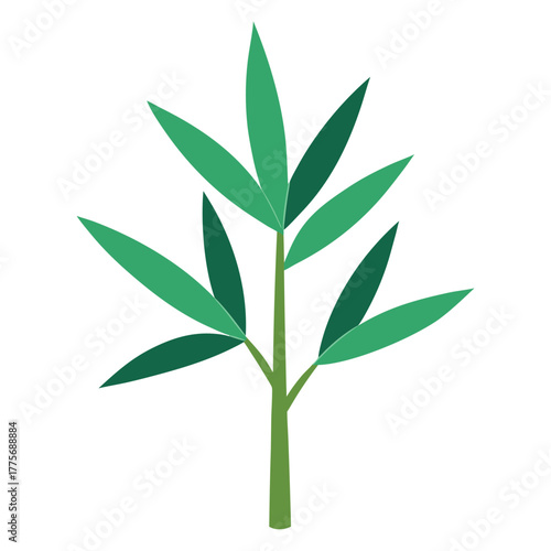 bamboo leaves bundle flat color botanical design