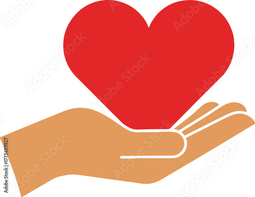 Simplified love symbol held in hand illustration