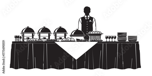 Wedding catering buffet setup icon vector