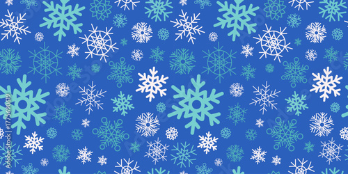 Pattern, Christmas decor, snowflake set. Snowfall. Drawing, doodle. Seamless New Year's background. Winter illustration.