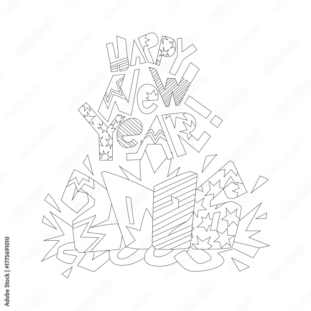 Naklejka premium Happy New Year Lettering Clipart 2026