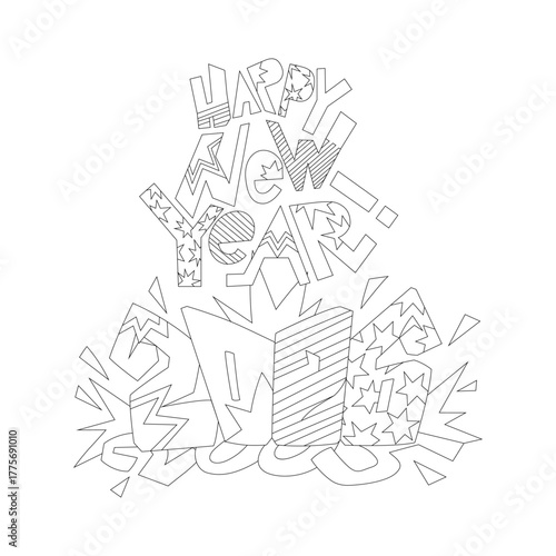 Happy New Year Lettering Clipart 2026