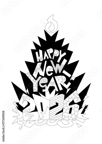 Happy New Year Lettering Clipart 2026