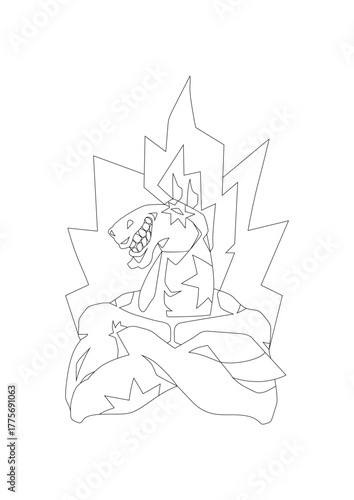 Fire Horse Bodybuilder Vector Illustration