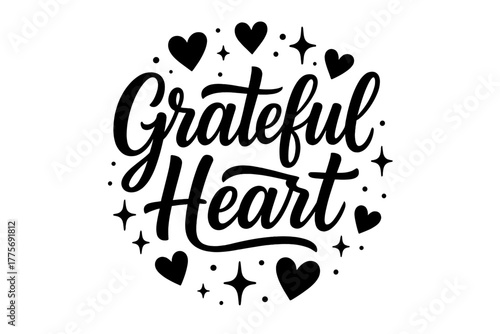 Grateful Heart Artistry. Grateful Heart. modern hand lettering, smooth curves, balanced composition, clear