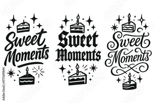 Calligraphy Sweet Moments. Sweet Moments. Create a calligraphy lettering illustration of the phrase: Sweet