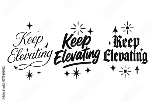 Keep Elevating Designs. Keep Elevating. Create a calligraphy lettering illustration of the phrase: Keep