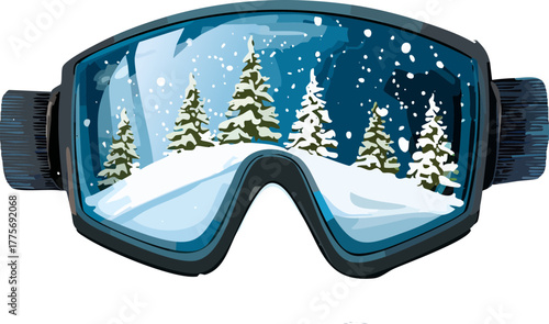 ski goggles on snow