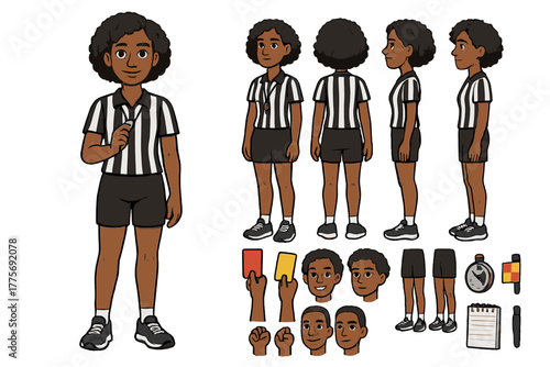 Marathon Referee Illustration. Cartoon realistic vector illustration, Character constructor style, isolated