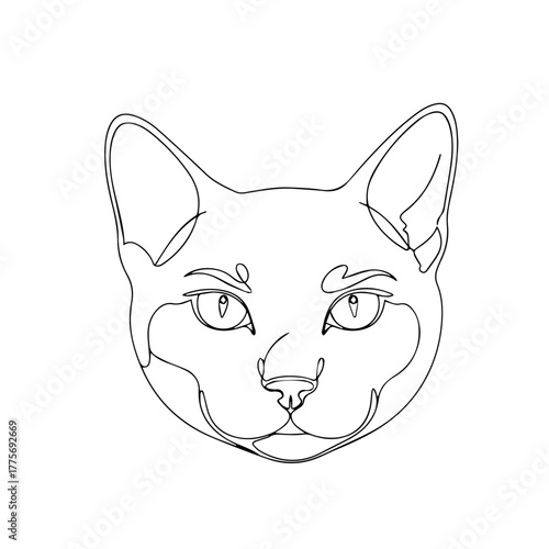 Minimalist Cat Face A Single Line Drawing of a Feline's Features in a Modern and Artistic Style