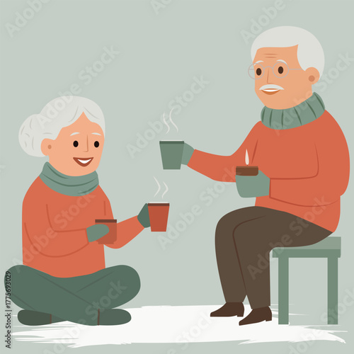  An elegant elderly couple enjoying a conversation