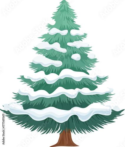 karlı bir çam ağacı vektör çizimi 