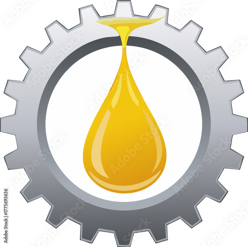 vector illustration of oil drop, dişli ve yağ simgesi