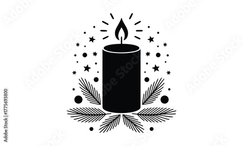 Holiday candle SVG silhouette optimized for laser cutting, Cricut, and plotter crafting projects.