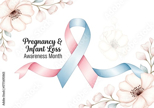 Pregnancy and infant loss awareness month ribbon isolated on white background