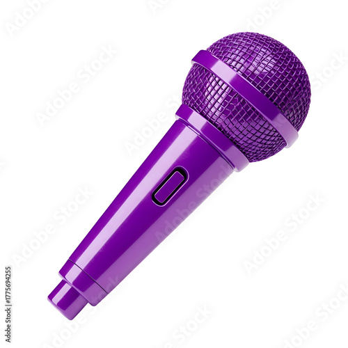 A single purple microphone isolated on transparent background