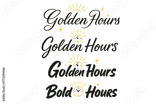 Golden Hours Calligraphy. Golden Hours. Create a calligraphy lettering illustration of the phrase: Golden