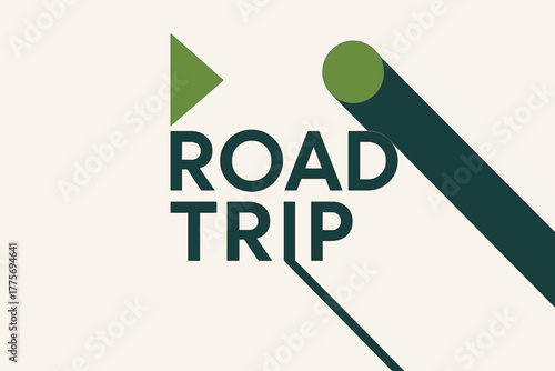 Geometric Road Trip. Road Trip. geometric sans-serif lettering, minimalist flat fills, long angled shadows,