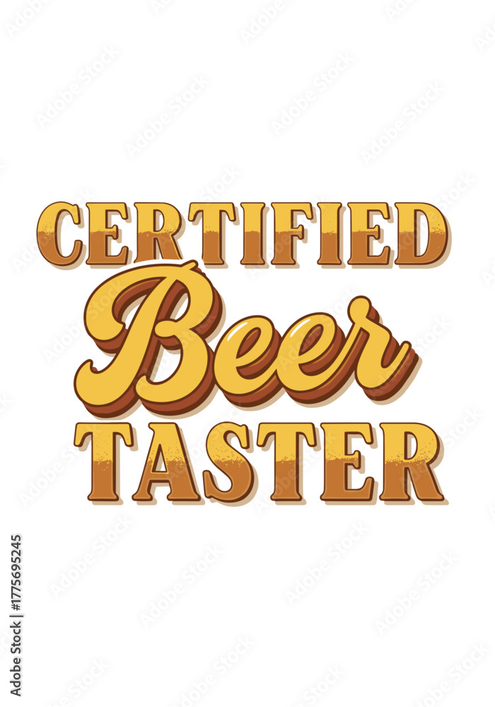 Fototapeta premium Certified beer taster typography design in vintage style 