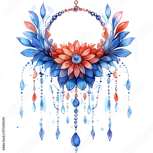 Boho Septum Ring, watercolor clipart vector, isolated on a white background.