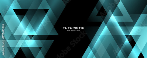 3D blue black abstract background overlap layer on dark space with glowing polygon effect decoration. Modern graphic design element cutout style concept for web, art, flyer, card, or brochure cover