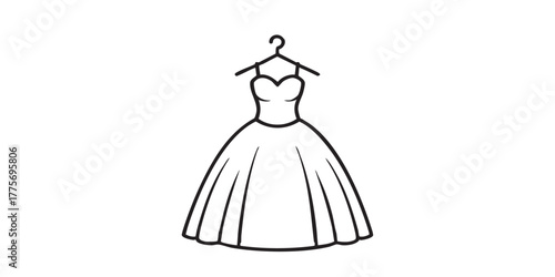 Wedding dress on hanger icon vector