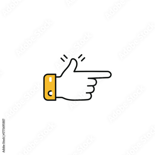 Hand Pointing Right Icon Illustration direction finger gesture vector graphic sleeve yellow arm select choose indicate sign symbol