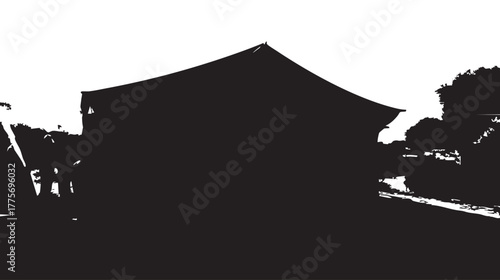Black and White Tent Silhouette Outdoors