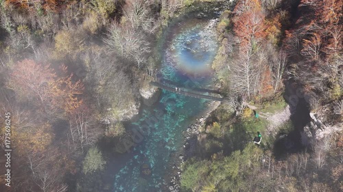 Stunning aerial drone footage of the Piva River and canyon in Montenegro. The video captures the breathtaking turquoise-blue water

