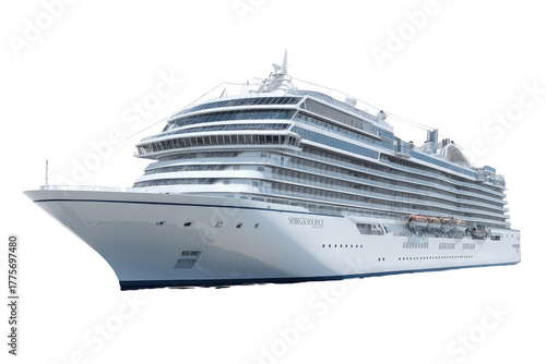 Large white cruise ship, front view (1)