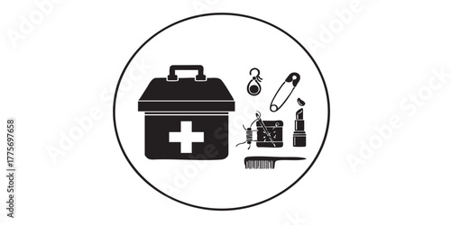 Wedding emergency kit icon vector