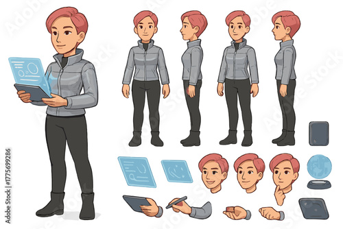 Futuristic Visionary Leader. Cartoon realistic vector illustration, Character constructor style, isolated