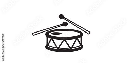Toy drum with drumsticks icon vector