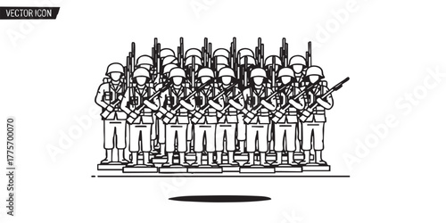 Toy soldiers in formation icon vector