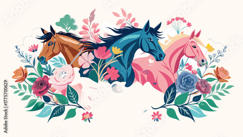 Very beautiful National Kentucky Oaks Race Day greeting card and banner design featuring elegant horse silhouettes, floral accents, pastel pink tones, and stylish typography for social media or educat