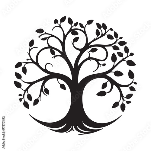 Tree of Life Silhouette Vector Symbol Illustration Graphic Design Element Representing Interconnectedness Natural Growth Family Heritage Lineage Roots Branches