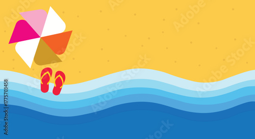 Beach Scene With Pinwheel And Flip Flops sand