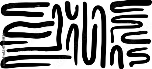 Minimalist black and white abstract pattern with marker brushstrokes for artistic design
