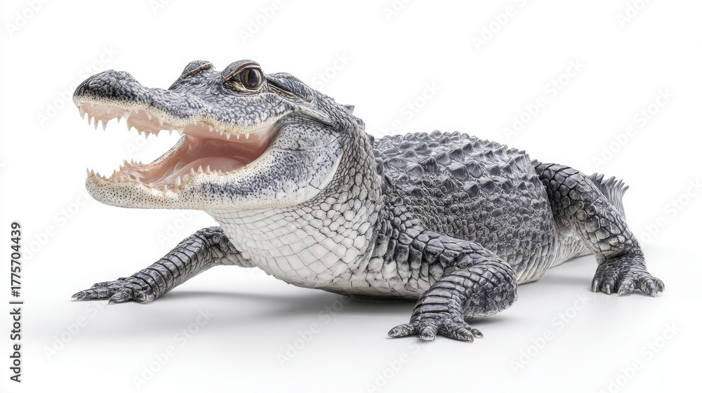 Naklejka premium American alligator with open mouth isolated on white background