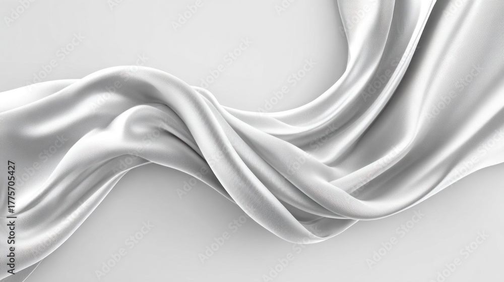 Obraz premium Elegant white silk fabric flowing gracefully, perfect for backgrounds and designs