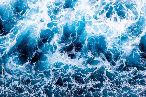 Sea surface texture. Top view of beautiful water with foam. Can be used in covers, packaging, posters, textures, banners, art and design projects. Stunning vector illustration.