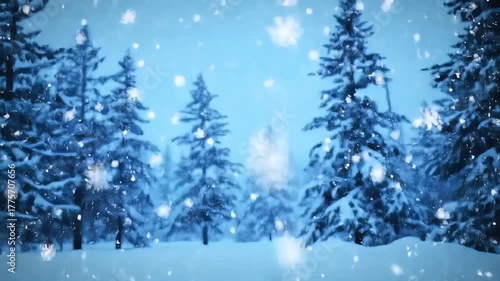 Wallpaper Mural Enchanting winter wonderland with snowcovered pine trees and gently falling snowflakes creating a serene and magical holiday atmosphere perfect for Christmas and New Year celebrations. Torontodigital.ca