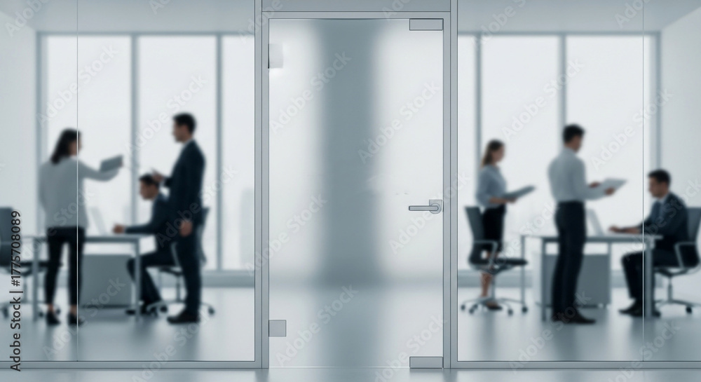 Fototapeta premium Enter the modern office space where dynamic professionals collaborate and focus to achieve success in a corporate environment