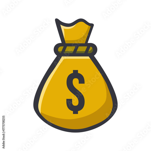 Golden money bag icon representing wealth and financial success