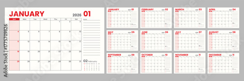 2026 calendar template with all 12 months, perfect for planning and scheduling, stay organized and never miss an important date