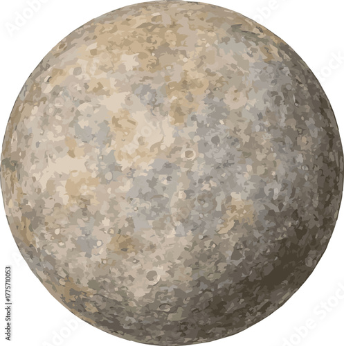 Watercolor vector illustration of a planet mercury