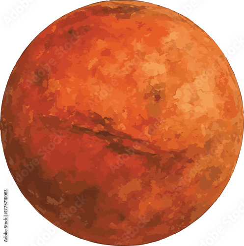 Watercolor vector illustration of a planet mars