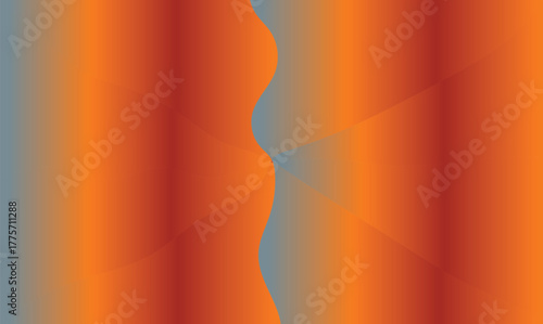 Abstract Orange and Gray Gradient with Wavy Vertical Division and Subtle Starburst Effect Creating a Modern and Dynamic Visual Composition