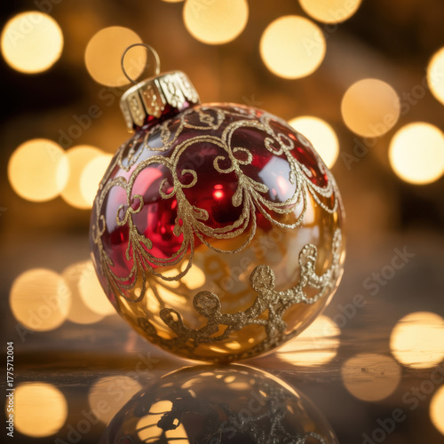 Wallpaper Mural Elegant Christmas ornament with gold filigree a festive holiday decoration with bokeh lights perfect for seasonal greetings and backgrounds Torontodigital.ca