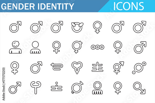Inclusive Gender Identity Outline Vector Icons